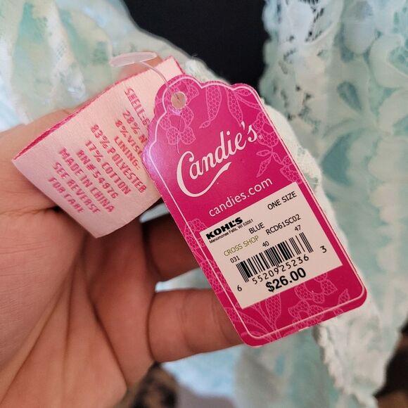 NEW Candie's Teal Lace Infinity Scarf Lightweight Green Cottage Fairy Whimsical - Picture 6 of 6